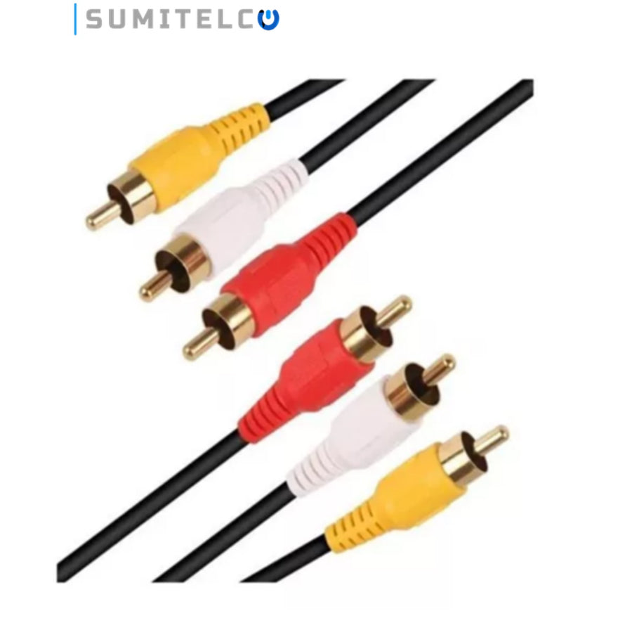Cable audio RCA 3x3 1.5m para DVR NVR conexión multimedia Colombia