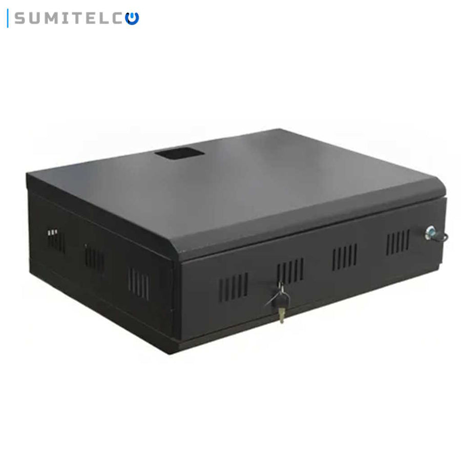 Gabinete de pared metálico con llave 31x35x15cm para redes y CCTV