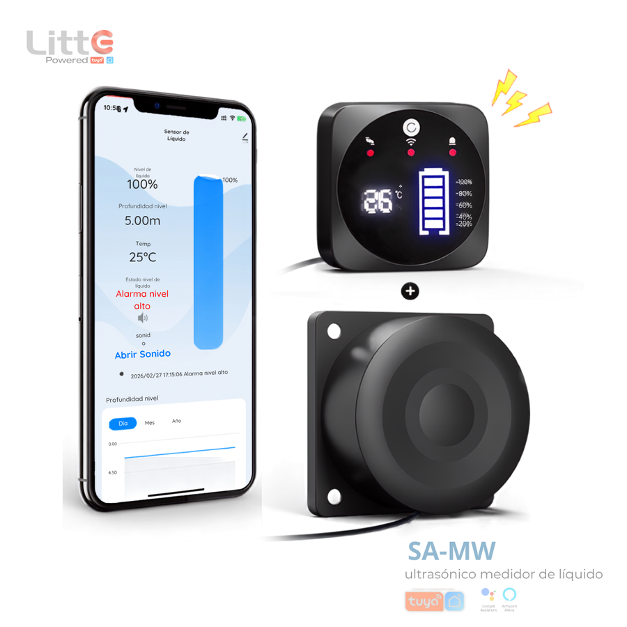 SA-MW Litte, Monitor de Nivel de Agua Ultrasónico WiFi Tuya Smartlife