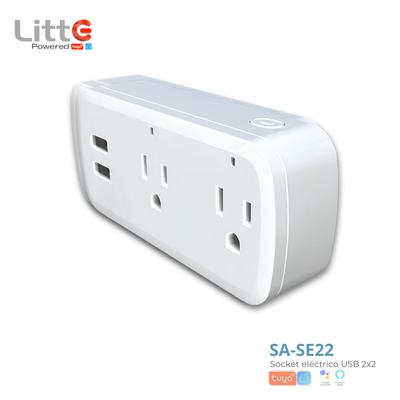 SA-SE22 Litte, Toma Corriente WiFi 2 Salidas + 2 USB Tuya Smartlife