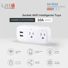 SA-SE22 Litte, Toma Corriente WiFi 2 Salidas + 2 USB Tuya Smartlife