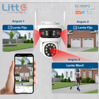 Camara WiFi PTZ Triple Lente 2MP Exterior Litte SC-OT9MP — 270° Tuya Smart