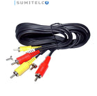 Cable RCA 3x3 detalle conectores audio video para grabador CCTV