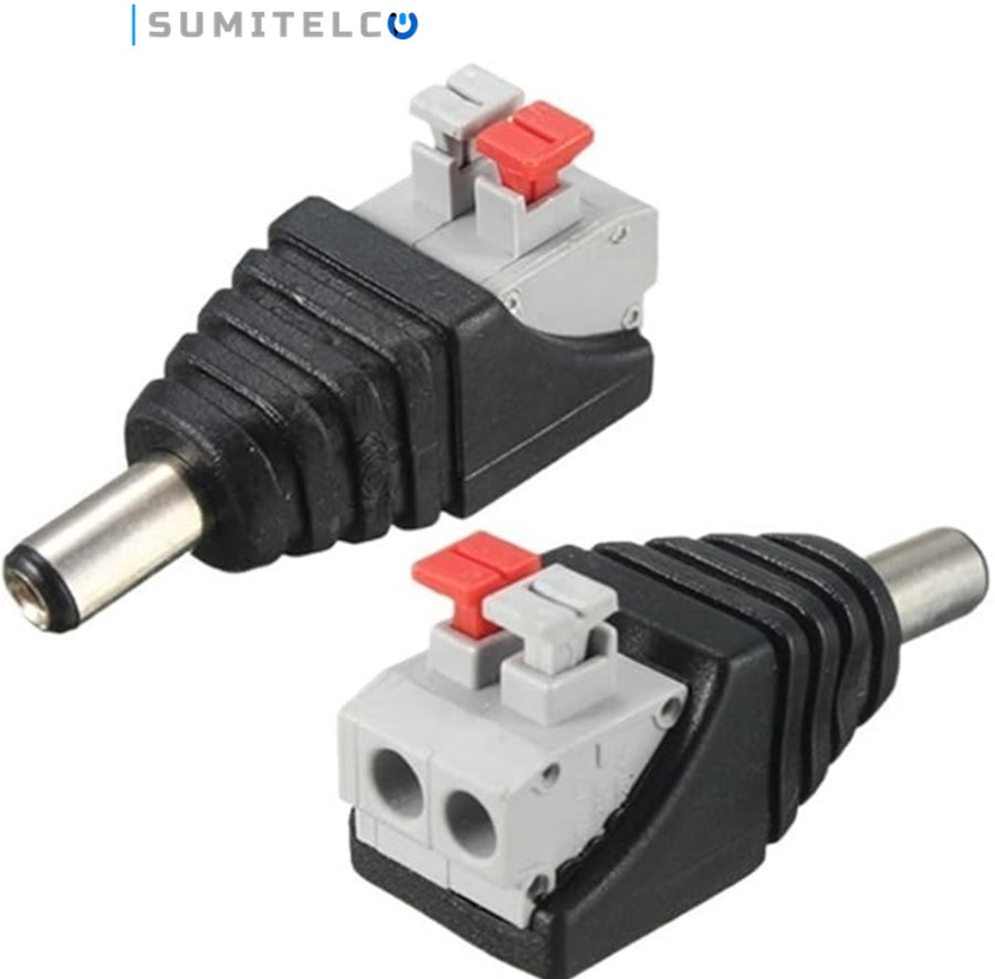 Conector DC macho a presión para cámaras CCTV instalación rápida
