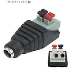 Conector DC hembra presión detalle conexión para cableado CCTV