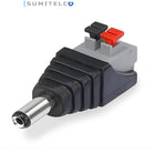 Conector DC macho presión detalle conexión cableado CCTV seguridad