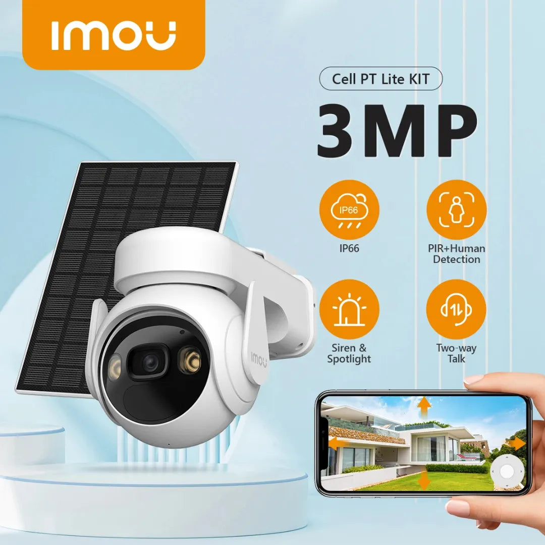 IMOU Cámara PT Cellgo 3MP Panel Solar