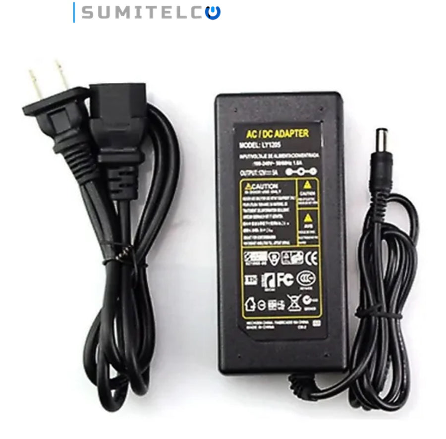Adaptador de poder 12V 5A para cámaras IP y DVR seguridad Colombia