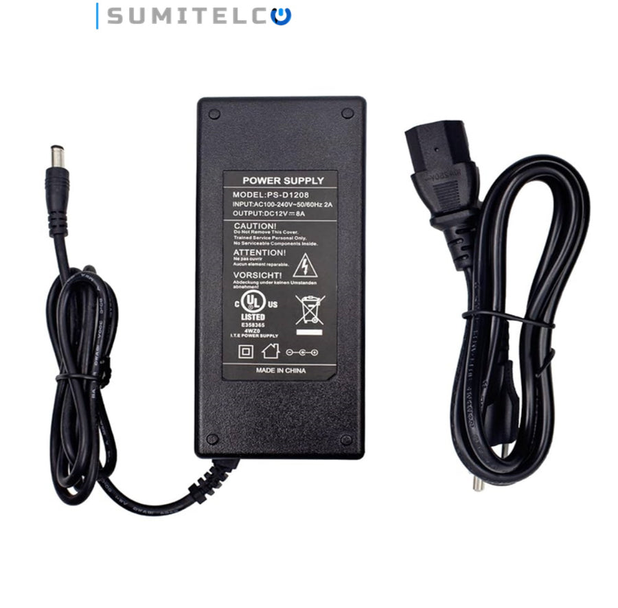 Adaptador de poder 12V 8A para cámaras CCTV e IP profesional Colombia