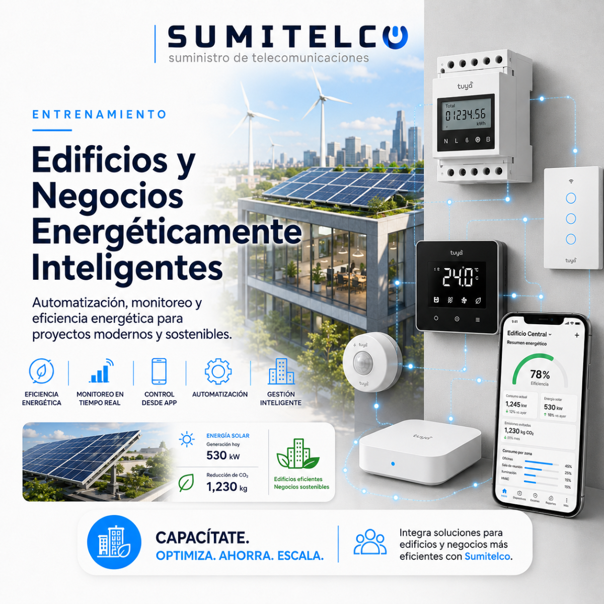 Edificios y Negocios Energeticamente Inteligentes - capacitacion virtual gratuita de Sumitelco, jueves 15 de octubre de 2026